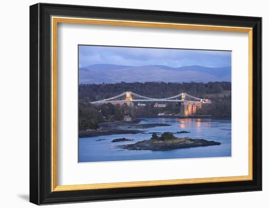 Menai Bridge Spanning the Menai Strait, Backed by the Mountains of Snowdonia National Park, Wales-Adam Burton-Framed Photographic Print