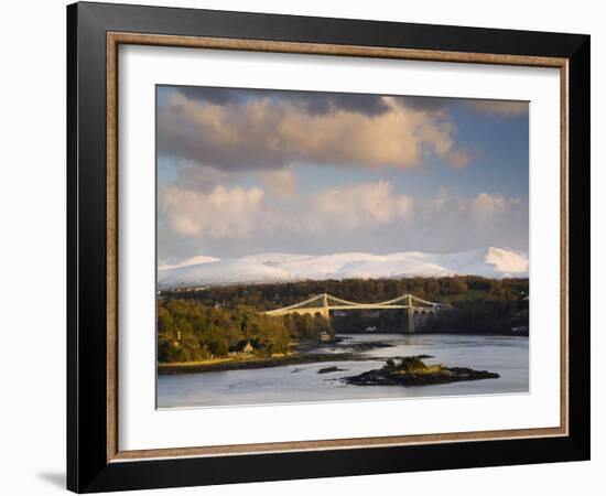 Menai Suspension Bridge Built by Thomas Telford in 1826, Anglesey, North Wales, UK-Pearl Bucknall-Framed Photographic Print