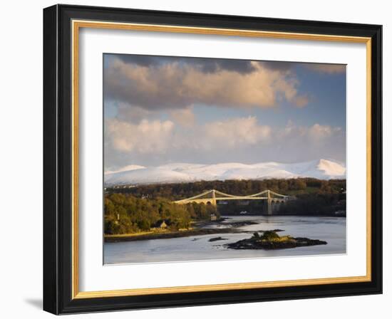 Menai Suspension Bridge Built by Thomas Telford in 1826, Anglesey, North Wales, UK-Pearl Bucknall-Framed Photographic Print