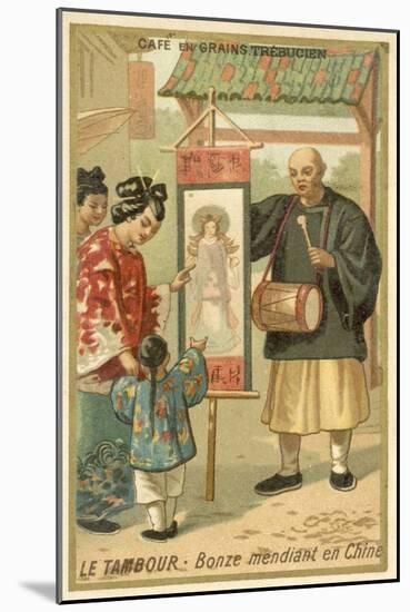 Mendicant Monk with a Drum, China-null-Mounted Giclee Print