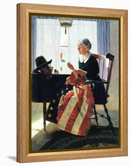 Mending the Flag-Norman Rockwell-Framed Premier Image Canvas