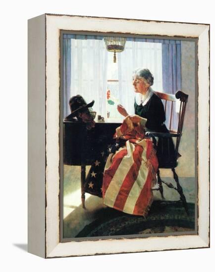 Mending the Flag-Norman Rockwell-Framed Premier Image Canvas