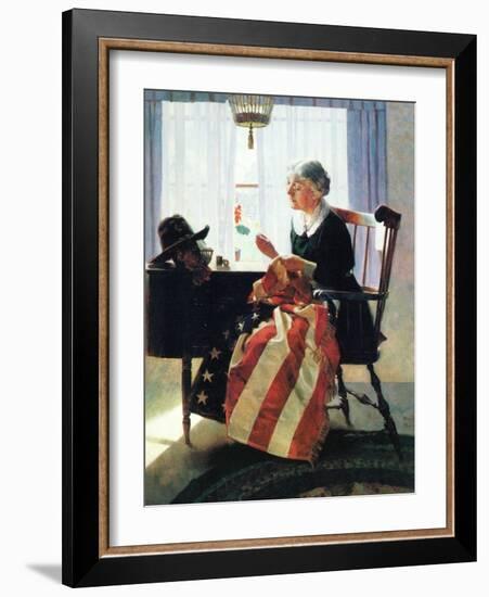 Mending the Flag-Norman Rockwell-Framed Giclee Print