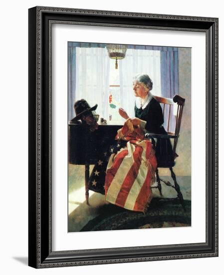 Mending the Flag-Norman Rockwell-Framed Giclee Print