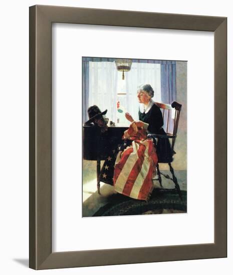 Mending the Flag-Norman Rockwell-Framed Giclee Print