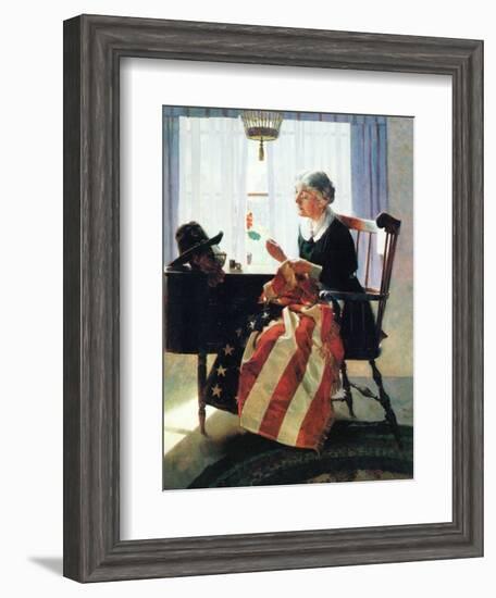 Mending the Flag-Norman Rockwell-Framed Giclee Print