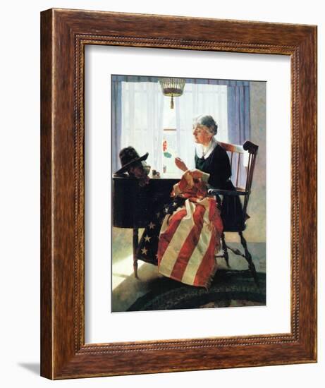 Mending the Flag-Norman Rockwell-Framed Giclee Print