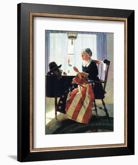 Mending the Flag-Norman Rockwell-Framed Giclee Print