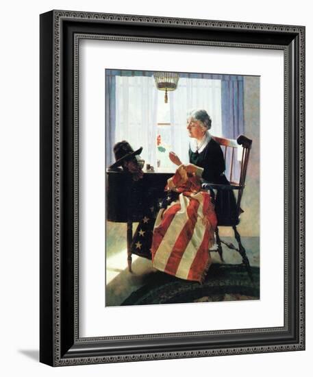 Mending the Flag-Norman Rockwell-Framed Giclee Print