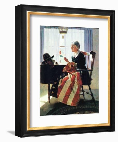 Mending the Flag-Norman Rockwell-Framed Giclee Print