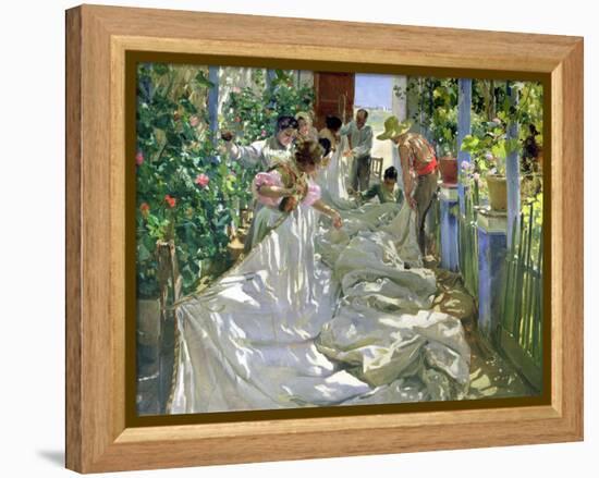 Mending the Sail-Joaqu?n Sorolla y Bastida-Framed Premier Image Canvas