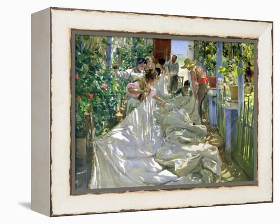 Mending the Sail-Joaqu?n Sorolla y Bastida-Framed Premier Image Canvas