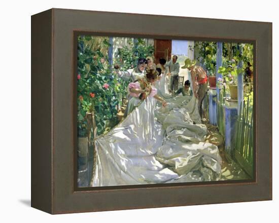 Mending the Sail-Joaqu?n Sorolla y Bastida-Framed Premier Image Canvas