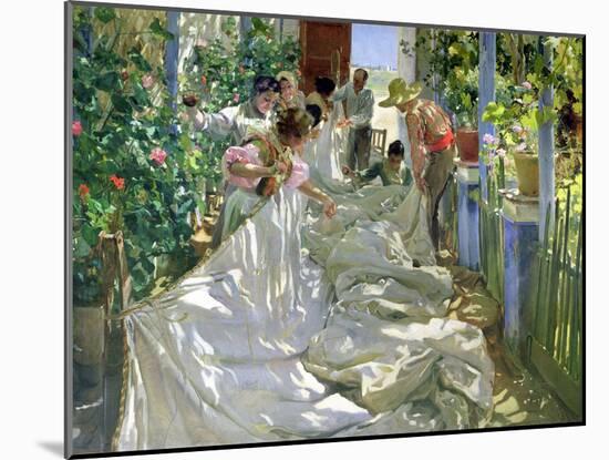 Mending the Sail-Joaqu?n Sorolla y Bastida-Mounted Giclee Print