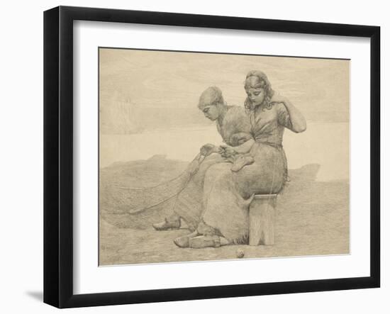 Mending the Tears, 1888, Probably Printed C.1940 (Etching)-Winslow Homer-Framed Giclee Print
