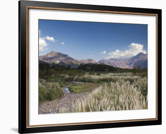 Mendoza Province, Uspallata, Andes Mountains and Rio Mendoza River, Argentina-Walter Bibikow-Framed Photographic Print