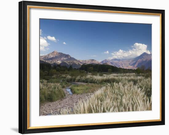 Mendoza Province, Uspallata, Andes Mountains and Rio Mendoza River, Argentina-Walter Bibikow-Framed Photographic Print