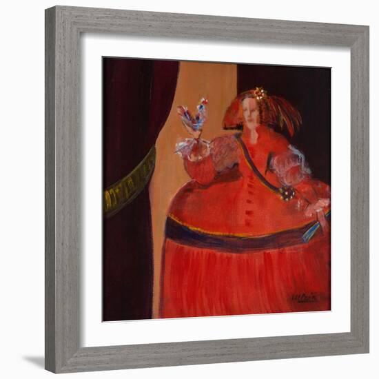 Menina in Red with Small Cockerel-Marisa Leon-Framed Giclee Print