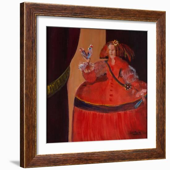 Menina in Red with Small Cockerel-Marisa Leon-Framed Giclee Print