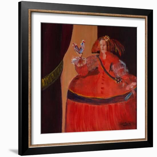 Menina in Red with Small Cockerel-Marisa Leon-Framed Giclee Print