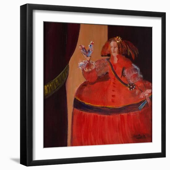 Menina in Red with Small Cockerel-Marisa Leon-Framed Giclee Print