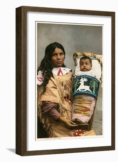 Menominee Indian Woman with Papoose-null-Framed Art Print