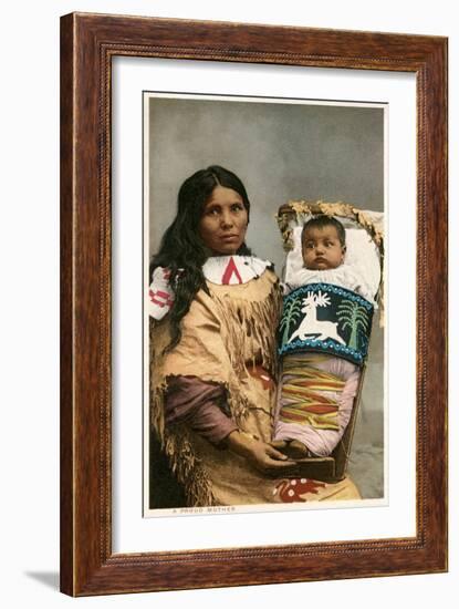 Menominee Indian Woman with Papoose-null-Framed Art Print