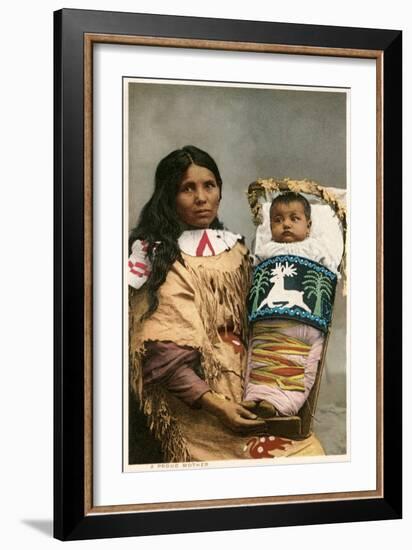 Menominee Indian Woman with Papoose-null-Framed Art Print