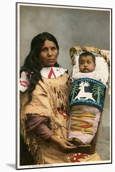 Menominee Indian Woman with Papoose-null-Mounted Art Print