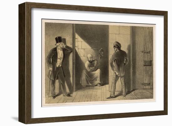 Mental Patient Confined in a Strait-Jacket is Chained Barefoot in a Small Bare Cell-null-Framed Art Print