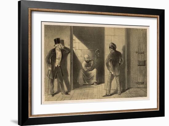 Mental Patient Confined in a Strait-Jacket is Chained Barefoot in a Small Bare Cell-null-Framed Art Print