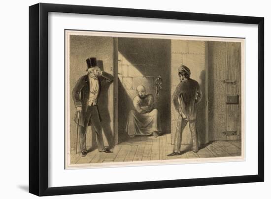 Mental Patient Confined in a Strait-Jacket is Chained Barefoot in a Small Bare Cell-null-Framed Art Print