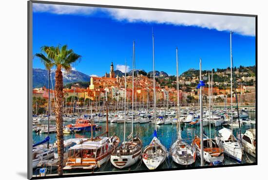 Menton - Colorful Port Town, Border France- Italy-Maugli-l-Mounted Photographic Print