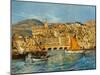 Menton Harbour, (Oil on Canvas)-Laurent Lucien Gsell-Mounted Giclee Print