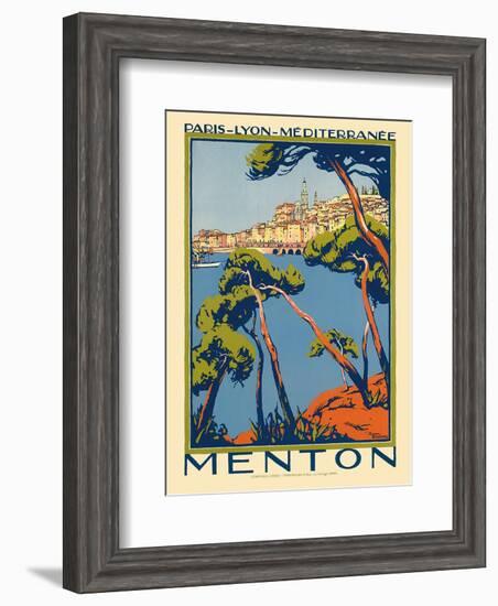 Menton, Paris - Lyon - Méditerrenée: France Railway Company, c.1920s-Roger Broders-Framed Art Print