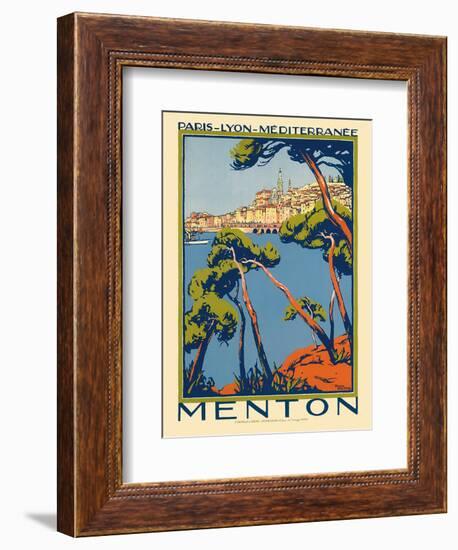 Menton, Paris - Lyon - Méditerrenée: France Railway Company, c.1920s-Roger Broders-Framed Art Print