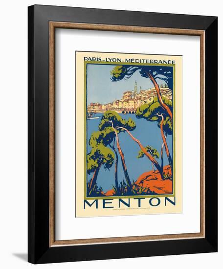 Menton, Paris - Lyon - Méditerrenée: France Railway Company, c.1920s-Roger Broders-Framed Art Print