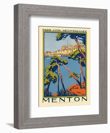 Menton, Paris - Lyon - Méditerrenée: France Railway Company, c.1920s-Roger Broders-Framed Art Print