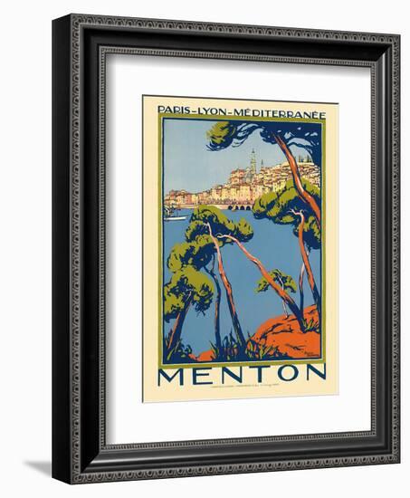 Menton, Paris - Lyon - Méditerrenée: France Railway Company, c.1920s-Roger Broders-Framed Art Print