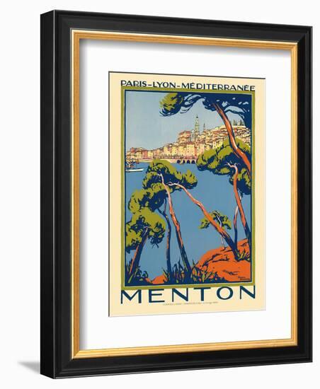 Menton, Paris - Lyon - Méditerrenée: France Railway Company, c.1920s-Roger Broders-Framed Art Print