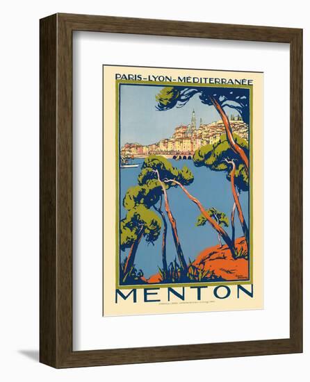 Menton, Paris - Lyon - Méditerrenée: France Railway Company, c.1920s-Roger Broders-Framed Art Print