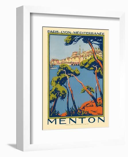 Menton, Paris - Lyon - Méditerrenée: France Railway Company, c.1920s-Roger Broders-Framed Art Print