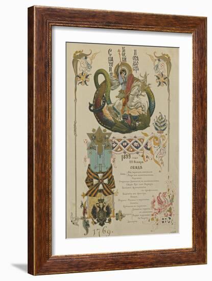 Menu for the Annual Banquet for the Knights of the Order of St. George, November 28, 1899-Viktor Mikhaylovich Vasnetsov-Framed Giclee Print