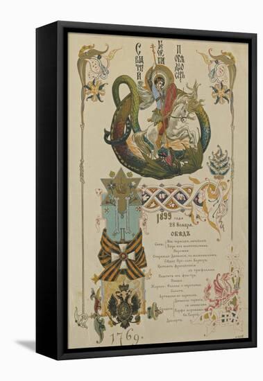 Menu for the Annual Banquet for the Knights of the Order of St. George, November 28, 1899-Viktor Mikhaylovich Vasnetsov-Framed Premier Image Canvas