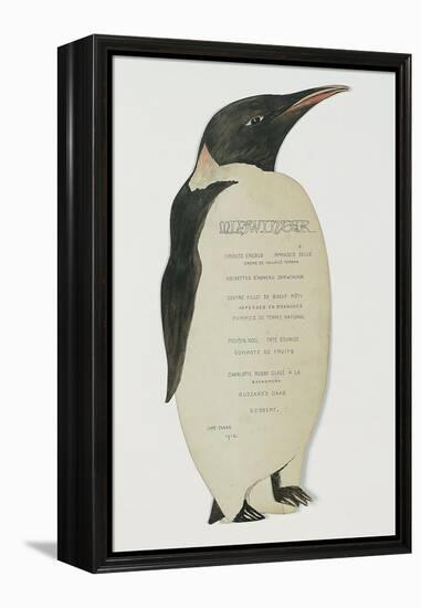 Menu in the Shape on an Emperor Penguin, for the Midwinter's Day Dinner, Cape Evans, 22nd June 1912-Edward W. Nelson-Framed Premier Image Canvas