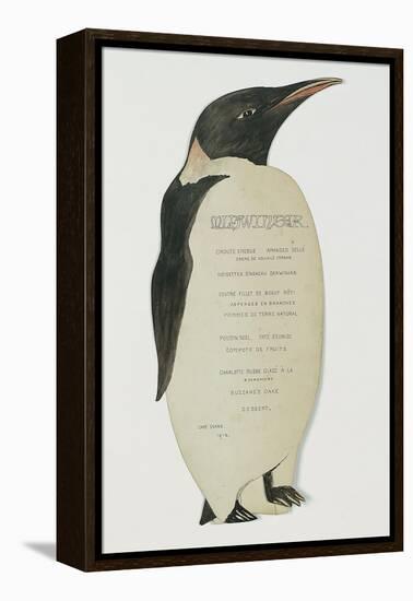 Menu in the Shape on an Emperor Penguin, for the Midwinter's Day Dinner, Cape Evans, 22nd June 1912-Edward W. Nelson-Framed Premier Image Canvas