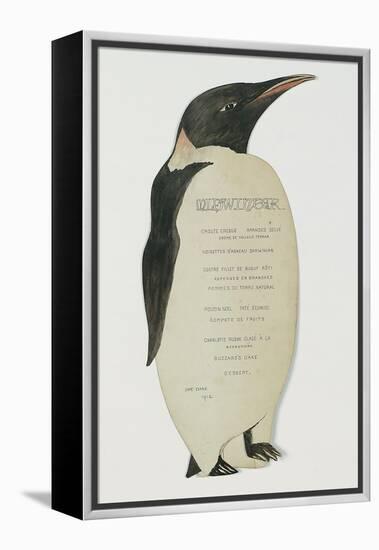 Menu in the Shape on an Emperor Penguin, for the Midwinter's Day Dinner, Cape Evans, 22nd June 1912-Edward W. Nelson-Framed Premier Image Canvas