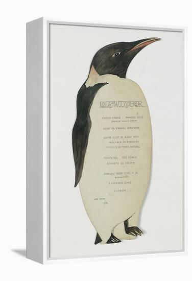 Menu in the Shape on an Emperor Penguin, for the Midwinter's Day Dinner, Cape Evans, 22nd June 1912-Edward W. Nelson-Framed Premier Image Canvas