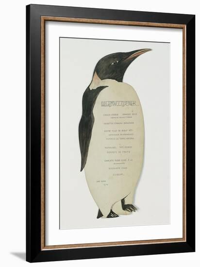 Menu in the Shape on an Emperor Penguin, for the Midwinter's Day Dinner, Cape Evans, 22nd June 1912-Edward W. Nelson-Framed Giclee Print