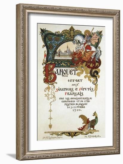 Menu of a Banquet in Honour of the Delegation of the French Parliament, 1910-Boris Zvorykin-Framed Giclee Print